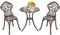 RELAX4LIFE 3 TLG. Bistroset aus Aluminiumguss, Antik Balkonset: 1 Gartentisch und 2 Stühle, stabile Sitzgarnitur für Balkon & Garten & Terrasse, wetterfestes Gartenset, im Retro-Stil (Blattmuster)
