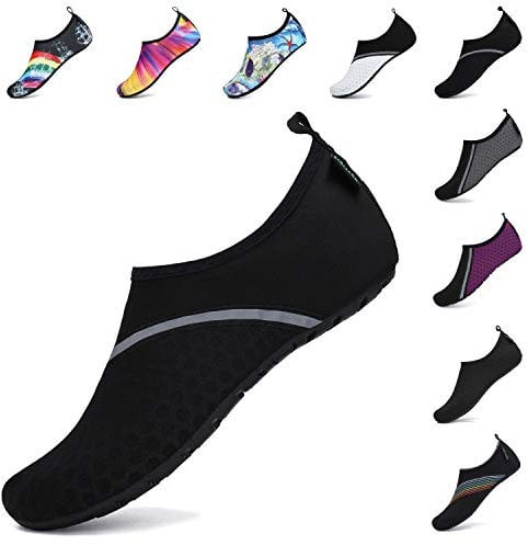 SAGUARO Unisex Scarpe da Mare Uomo Scarpe da Spiaggia Antiscivolo Donna Scarpe da Immersione Leggere Scarpe per Acqua Yoga Scarpe da Scoglio Traspirante Sportive Surf Nerofumo 46/47 EU