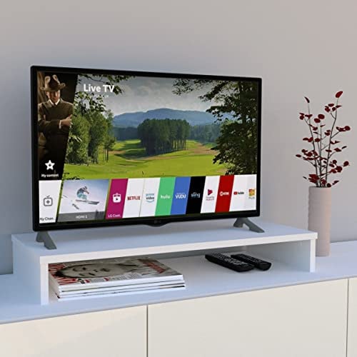 Henor TV-Ständer aus FSC® Holz, TV-Bildschirmerhöhung, 85 x 35 x 12 cm, Tragkraft 50 kg, Weiß