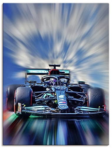 ARTLAND Wanddeko Leinwand Bilder Wandbild 60x80 cm Lewis Hamilton Mercedes Motorsport Auto Formel 1 Rennen Sport U3UF