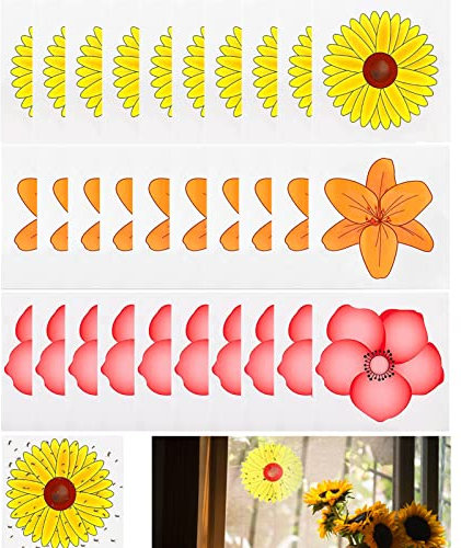 30PCS Window Fly Traps, Flies & Bug Window Fly Trap, Sunflower Style Window Fly Stickers, Floral Pattern Design Sticky Fly Catcher for Indoor Houseflies Fly Gnat (30pcs)