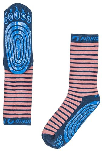 Finkid Tapsut Gestreift-Pink - Vielseitige bequeme Kinder Antirutsch-Socken, Größe EU 23-26 - Farbe Rose - Navy
