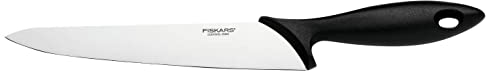 Fiskars Couteau de Cuisine, Essential, longueur de lame : 21 cm, Inox / plastique PP, noir, 1065566