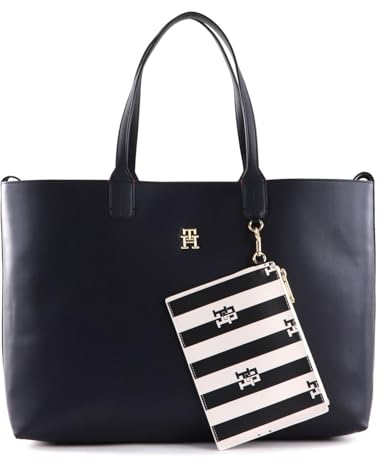 TOMMY HILFIGER Iconic Tommy Tote Solid Stripe Space Blue