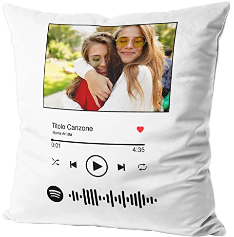Woopers Cuscino Personalizzato con Codice Spotify 40x40 Imbottitura Inclusa