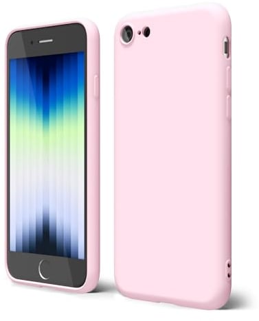 oakxco Coque Silicone pour iPhone SE 2022/ SE 2020/8/ 7, Étui Ultra Fine Souple Gel Caoutchouc Anti-Chocs Housse Toucher Soyeux, Slim Esthétique Protection Cover, Rosa