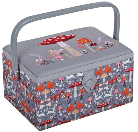 Hobby Gift Aufbewahrungsbox für Näharbeiten, bestickt, Wald-Fliegenpilz, mittelgroß