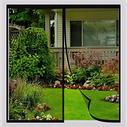 Zanzariera Magnetica Nero, 170x150 CM Anti Zanzare Calamite Tenda, Easy to Install, zanzariera finestra Schermi Fotogramma Intero Zanzariera Magnetica per Porte Finestre Balcone Soggiorno