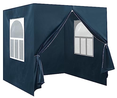 TUKAILAi 4 Panel Garten Pavillon Seitenwände, 2 Pavillon Wandpaneele mit Reißverschluss und 2 Fensterplatte, Blau, 2x2m