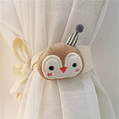 Herfair 2 Stück Gardinenclips Raffhalter Seil, Cartoon Bär Vorhanghalter, Bär Vorhang Raffhalter, Gardinen Haken Ringe Bär für Kinderzimmer Dekoration (Pinguin)