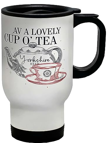 Shopagift Yorkshire Day Travel Mug Lovely Cup O' Tea Funny Gift Stainless Steel 14oz Cup