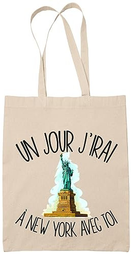 Planetee Tote bag new york avec toi c'est la vie | Idée Cadeau Sac cabas Bandoulière, Sac de Plage | Imprimé en France