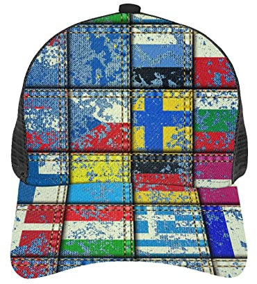934 Baseball Cap Europa-Flagge Patchwork Vintage Sommermütze Mode Baseballmütze Freizeit Schachtelhalm Kappe Für Sport Herren Damen