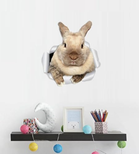 2-stücke Ostern 3d Gebrochene Wand Dreidimensionale Dekoration Toilette Mit Cartoon Tier Kaninchentür, Wohnzimmer Aufkleber, Selbstklebende Tapete 32,35cm