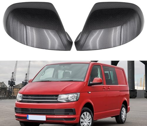 KYYET 1 Paar Rückspiegel-Abdeckkappen Spiegelkappen, kompatibel mit VW Volkswagen Transporter T5 T5.1 2010–2015, T6 2016–2019 (Kohlefaser-Muster)