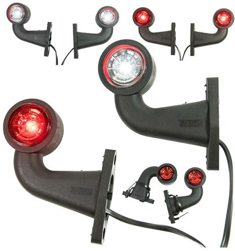 Web Truck 2 x LED Gummi Begrenzungsleuchte Seitenleuchte 12V 24V mit E-Prüfzeichen Positionsleuchte Auto LKW PKW Wohnwagen KFZ Lampe Leuchte Licht Weiß Rot eckig kurz