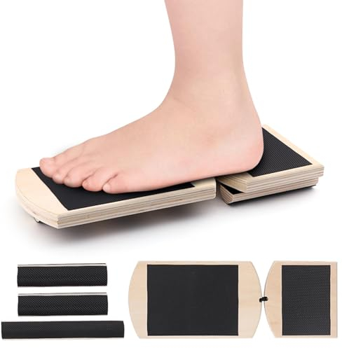EMVANV Knöchelstärker, Balance-Board, Knöcheltrainer, Fußstärker-Trainer für verstauchte Knöchel, Stabilitätsübungen, Physiotherapie, Plantarfasziitis, Haltungskorrektur (Holz + Schwarz)