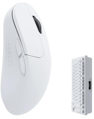 Keychron M3 Mini Wireless Gaming Optical Mouse, Tri-Mode 2.4 GHz/Bluetooth 5.1/Wired, PixArt PAW 3395 Sensor, 26000 DPI, LED RGB Backlit, Lightweight Programmable Macro Button for Windows/Mac - White