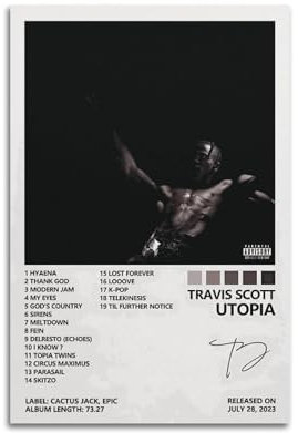 The Utopia Album-Poster, Kunstdekoration, Wandposter, Dekoration, Innenposter, Druck, Dekoration, Bar, Restaurant, Dekoration, Ästhetik, Poster, Wohnzimmer, 40 x 60 cm, ungerahmter Stil