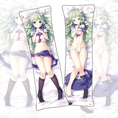 GUANBBD-Anime Körperkissen Touhou Project Kochiya Sanae Körperkissen Anime dakimakura Kurzer Plüsch Material Druck auf beiden Seiten Lebensgroßer Kissenbezug-Kochiya Sanae,40x120cm-shortplush