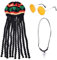 BDSHUNBF 3 Stück Mütze Rasta Dreadlocks, Rasta Hut Mit Gelber Brille Und Halskette, Langer Geflochtener Maskerade Kostümzubehör, Reggae Hut für Partys