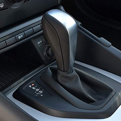 Yoegerery Automatisch Leder Schaltknäufe Schaltknauf Kopf für BMW E81 E82 E87 E90 E91 E92 E93 E84 E61 E60 E36 E46 E39 E38 E53 E83 Z3 (Silber-1, Kurzer Typ)