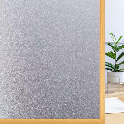 Milchglasfolie Fenster 140 x 200 cm Uv-Schutz Folie Sichtschutz Hitze Milchglasfolie Selbstklebend Ohne Kleber Glasdekorfolie für Büro Und Haus, Rein matt
