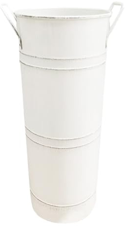 Schirmständer Regenschirmständer Multifunktion Umbrella Holder/Dekorative Vase/Blumeneimer,Vintage Regenschirmständer Aus Metall,Regenschirm Ständer Mit Griffen Für Eingang Flur Zuhause Büro (White)