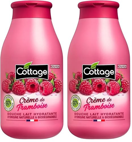 Cottage Douche Lait Hydratante – Crème de Framboise – 97% D’Ingrédients D’Origine Naturelle – Fabriqué en France 250 ml (Lot de 2)