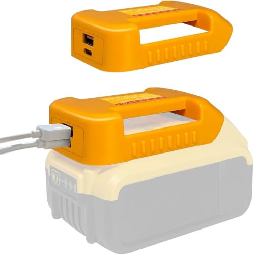 EID 2 Pack Adapter Fit for DeWalt 18V Battery, With USB Port & Type C Port Output Charge for Phone, Tablet, Battery Adapter and Hanger 2-in-1 (Only Adapter)