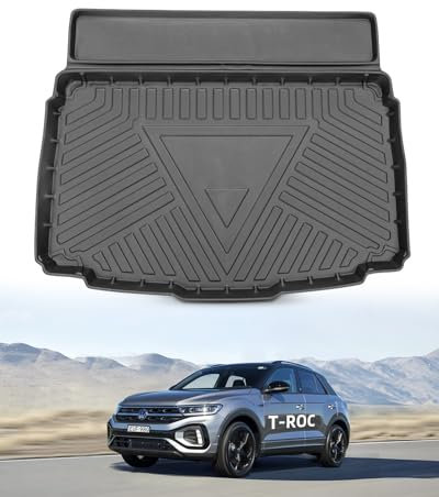 LANGBEAN Alfombrillas Maletero Inferior para VW T-ROC 2025 2024 2023 2022 2021 2020 2019 2018, TPE Alfombras Maletero T-ROC Original con Borde Elevado, Antideslizante e Impermeable Accesorios