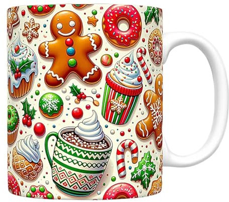 Ungtyb Kaffeetasse Aus Keramik Mit Weihnachtsmotiv, Teetasse Aus Keramik Mit, 350 Ml Saftbecher Aus Keramik Mit Weihnachtsmannmotiv, Espressotasse Mit Weihnachtsmotiv 9,5 X 8 Cm Für Kalte