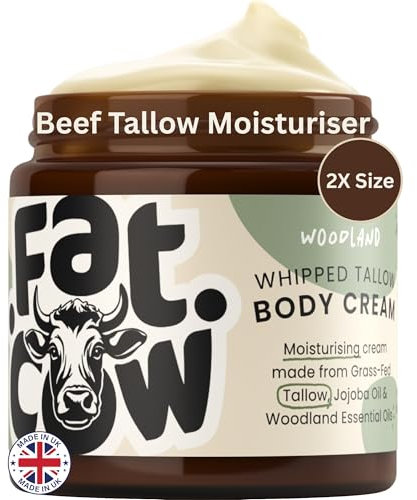 Whipped Beef Tallow Skin Care Cream, 100% Grass Fed Beef Tallow Moisturiser Enriched with Jojoba Oil for Skin Hydration and Sensitive Skin, Eczema Relief, 120ml Woodland