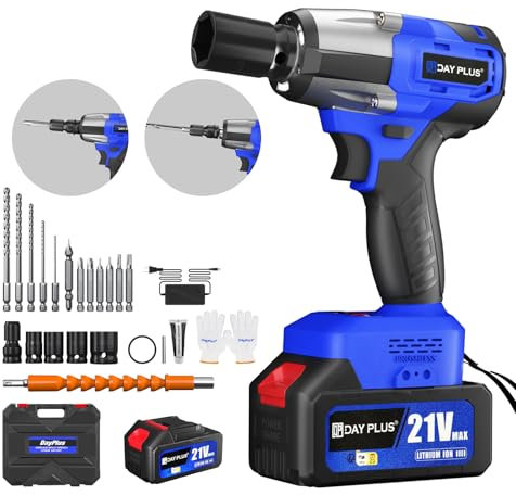 7Sevenjokers Avvitatore a Impulsi Brushless 450N.m, Avvitatore a impulsi a batteria da 1/2 pollice con batteria da 3000mAh, coppia elevata, 3400RPM, avvitatore a impulsi 3 in 1 con luci LED