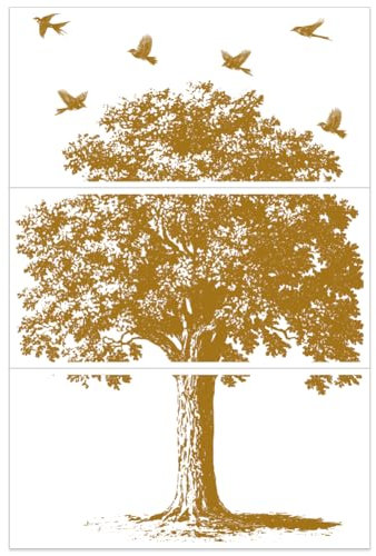 OLYCRAFT 3 Stück/Set Baum Des Lebens Transferaufkleber Zum Aufreiben Für Möbel Und Kunsthandwerk 30x15cm Große Vogelsilhouette Möbelaufkleber Gelbe Baum Transferaufkleber Abziehbilder Zum Aufreiben