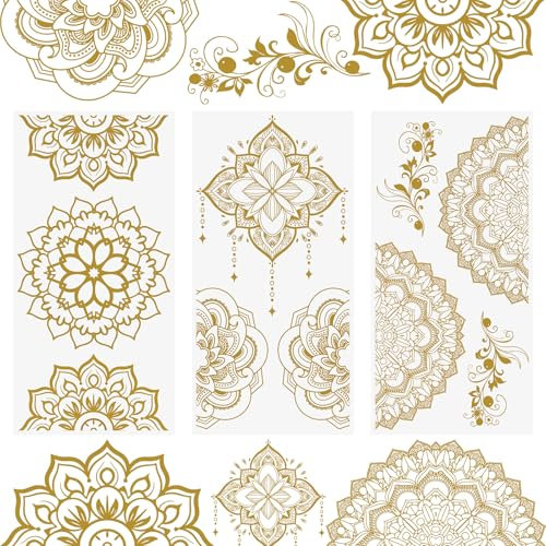WANDIC 3 Bogen Rub on Transfer Stickers, Mandala Aufkleber Gold mit Vintage Muster, Europäischer Stil, Wasserdicht, Möbel, DIY Kunsthandwerk, Verzierungen für Fotoalbum und Scrapbook, 15 x 30 cm