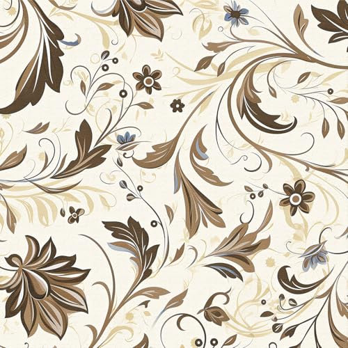 ANLIKY-Pro Flower Self Adhesive Wallpaper Light Brown Peel and Stick Contact Paper, 44X300CM，Floral Branch Removable Decorative Film for Wall Cabinet Furniture Decal