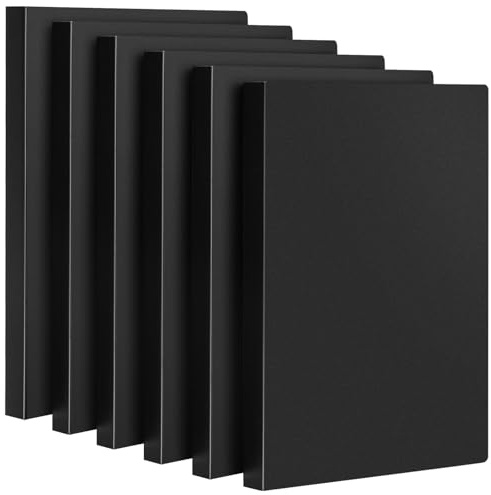JEFURE A4 Display Folder, 6 Pcs, 40 Pockets, Black | Presentation Folder with Plastic Sleeves Protection for Document Storage, Project Filing, Office, School, and Home Use