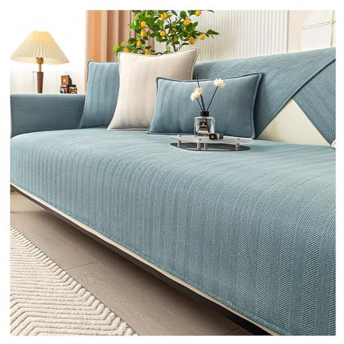 Couch Überzug Weiche Chenille für Ecksofa: Weiche Sofa Überzug für 1 2 3 4 Sitzer Sofabezug Anti Rutsch Sofa Schutzhülle für L Form U Form Sektionssofa Hund Katze Sofaschoner(Blue 2,70*150cm)