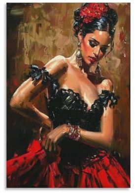 NFFBGFD Flamenco-Tänzerin-Poster auf Leinwand, Schlafzimmer, Dekoration, Landschaft, Büro, Raumdekoration, Geschenk, 30 x 45 cm
