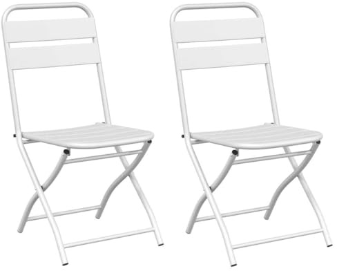 vidaXL Klappgartenstühle 2 Stück in Weiß aus Stahl, kompakt, pulverbeschichtet, tragbar und leicht. Perfekte Sitzgelegenheit für den Garten, die Terrasse, den Hinterhof oder Events.