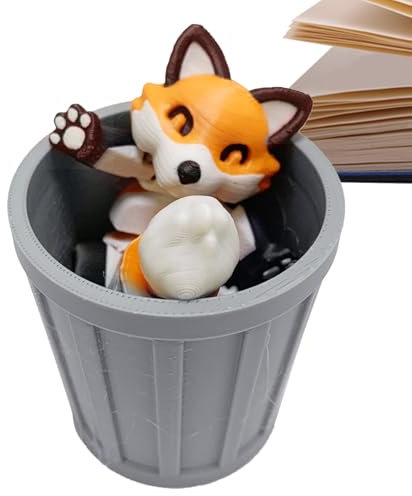 Bewegliche Figur Spielzeug,3D Druck Statue Mit Mülleimer Und Beweglichen Gelenken | Dekofigur Für Schreibtisch Wohnzimmer