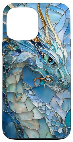 Dragon Light Blue Stained Water Fantasy Creature Case for iPhone 13 Pro Max