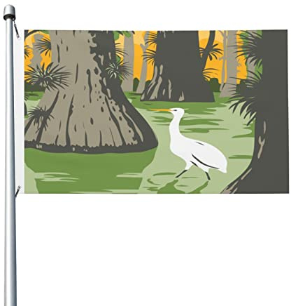 Garten Flaggen Reiher Unter Mangroven Und Eiben Im Everglades-Nationalpark Personality Flag Weatherproof Feiertage Flags Uv-Beständig Fahne Für Outdoor Fête Parade 90X152CM