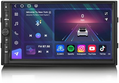 7 Zoll Qualcomm 8-Kern 8GB+128GB Universal 2 DIN Android 14 Autoradio GPS-Navigation mit Bluetooth 5.1 Apple CarPlay Wireless Android Auto WiFi 4G IPS-Touchscreen FM-Radio RDS Dab+ DSP