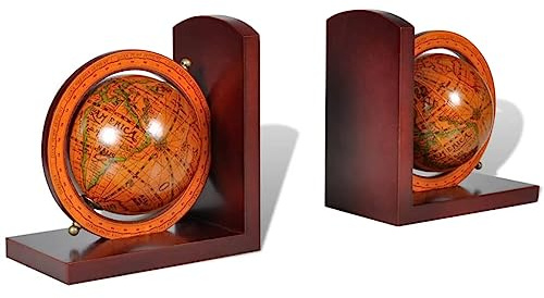 Mokuyary Buchstütze Globus 2er Set Bücherhalter, Bücher Regal für Wohnzimmer, Schlafzimmer, Büro