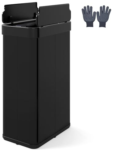 COSTWAY Poubelle Cuisine Automatique 60 L, Poubelle Étroite en Acier Inoxydable, Capteur Mouvement Infrarouge, Ouverture Maintenue, Fermeture Douce, Anti-Empreintes, pour Salon, Salle de Bain (Noir)