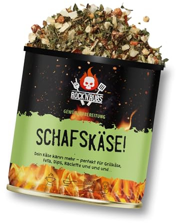 ROCK'N'RUBS® Schafskäse, 90 g | Für Grillkäse, Feta, Dips und Raclette, mediterran mit Paprika, Zwiebel und Knoblauch