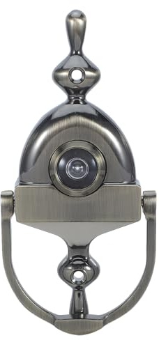 TOMETURE Antiker Türklopfer mit Türspion – Klassischer Ringgriff aus Zinklegierung mit 14-mm-Türspion für den Eingangsbereich – 15 cm hoch, ideal für Zuhause oder Büro