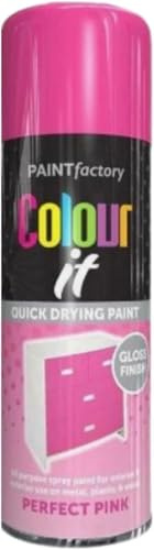 Quick Dry Spray Paint, Fast Drying Aerosol Paint for Wood, Metal & Plastic, High Coverage, Durable Coating for Furniture, DIY Crafts & Automotive Touch-Ups, 400ml (Perfect Pink, Pack of 1)